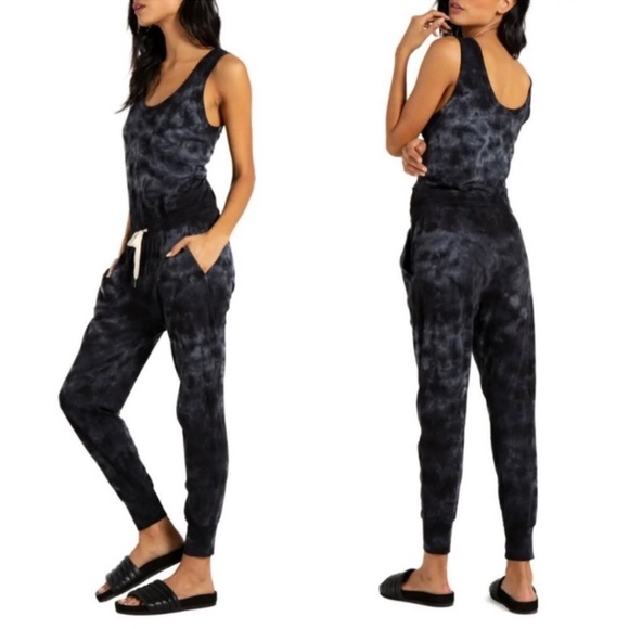 n: Philanthropy Opal Black Tie Dye Women's Jumpsuit size M - Picture 1 of 6